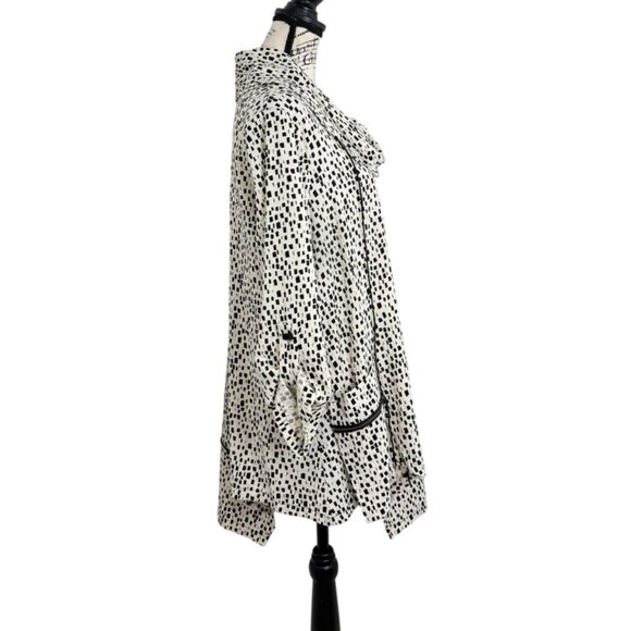 Ali Miles Womens Tunic Asymmetrical-Hem Cowl Neck White Black Size L - Picture 2 of 8